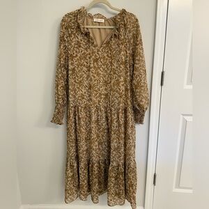 Autumn floral midi dress